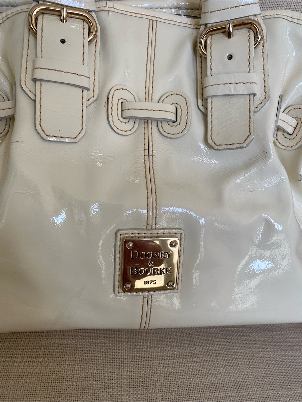 Dooney & Bourke Chiara Cream Patent Leather Shoulder Bag - Picture 4 of 16